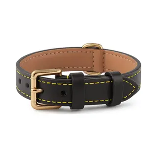 Brute Strength - Luxe Leren Halsband Hond - Zwart - M - (36 - 43 Cm) X 2, 5cm - Honden Halsband - Hondenhalsband - Halsband Hond Leer - Leren Honden