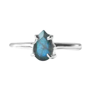 Natuursieraad - 925 Sterling Zilver Labradoriet Ring Maat 19.00 Mm - Luxe Edelsteen Sieraad - Handgemaakt