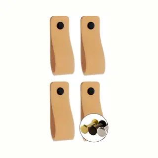 Brute Strength - Ledergriffe Für Möbel - Natur - 4 Stück - 16, 5 X 2, 5 Cm - Schrankgriff, Türgriff Für Küche, Bad, Schränke, Kommode, Holz
