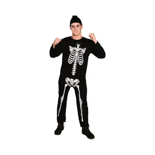 Partytrader Halloween Kostuum Heren - Skelet Onesie - Carnaval Kostuum Heren - Maat L