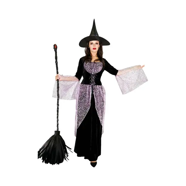 Partytrader Halloween Kostuum Dames - Heksenhoed - Carnavalskleding - Heksenjurk - Carnaval Kostuum Dames - Maat S thumbnail