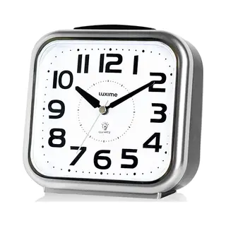 Luxime® - Wekker Analoog Zonder Tikgeluid - Senioren - Met Alarm - Slaapkamer - Zilver - Met Verlichting!