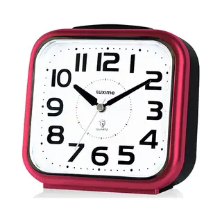 Luxime® - Wekker Analoog Zonder Tikgeluid - Senioren - Met Alarm - Slaapkamer - Rood - Met Verlichting!