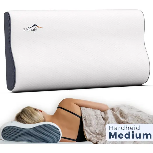 Best Life Hoofdkussen Nekklachten - Ergonomisch Kussen - Traagschuim Hoofdkussen - Guna Medium Zijslaper - Slaapkussen thumbnail