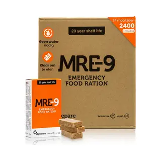 Mre-9 Notration - 24 Tage Emergency Food - 20 Jahre Haltbarkeitsdauer - 24x500g Notfallnahrung - 2400 Kcal Pro Tag - Extra Vitamine