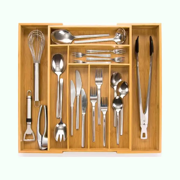 Budu - Besteckkasten - Holz - 45 X 30.6 - 50 Cm - 6-8 Fächer - Braun thumbnail