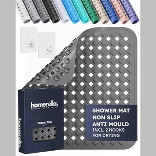 Homerella Duschmatte Rutschfest - 100% Bpa Frei - Inkl. 2 Haken Zum Aufhängen 53x53cm, Antirutschmatte Dusche Hautsensitiv & Schimmelresistent, -