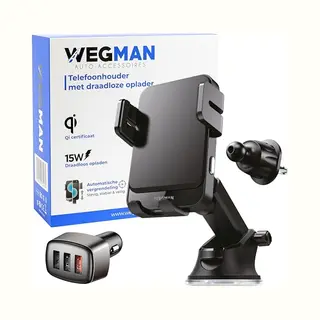 Wegman Handyhalterung Auto Mit Ladefunktion 15W Qi, Smartphone Halterung Auto Für Lüftung, Armaturenbrett & Windschutzscheibe (inkl Ladegerät & Usb