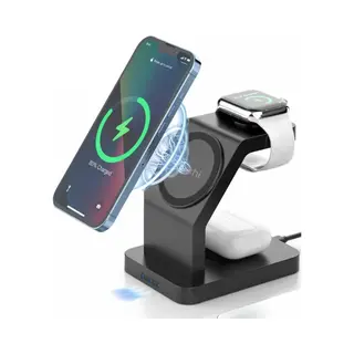 ISetchi Draadloze Oplader 3-in-1 – MagSafe-Compatibel Laadstation Voor Smartphone, Smartwatch & Oordopjes – Qi Oplaadstation – 15W Wireless Fast