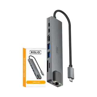 Rolio Usb C Hub - 8 In 1 Hub - 1x Hdmi 4K - 1x Ethernet - 2x Usb-C - 2x Usb-A - 2x Kaartlezers - Usb Splitter - Geschikt Voor Macbook Pro / Air /