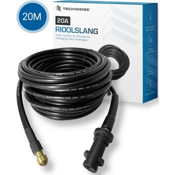 Techweise - Kanalisationsschlauch Passend Für Kärcher K2 Bis K7 - 20M - Mit 4 Rückwärtigen Hochdruckdüsen thumbnail