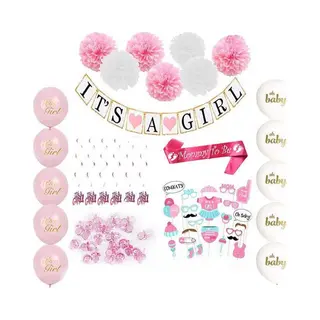 Joya Party® Babyshower Versiering Meisje | Baby Decoratie It's A Girl | Versier Pakket Roze | Ballonnen Sjerp Slinger | Geboorte