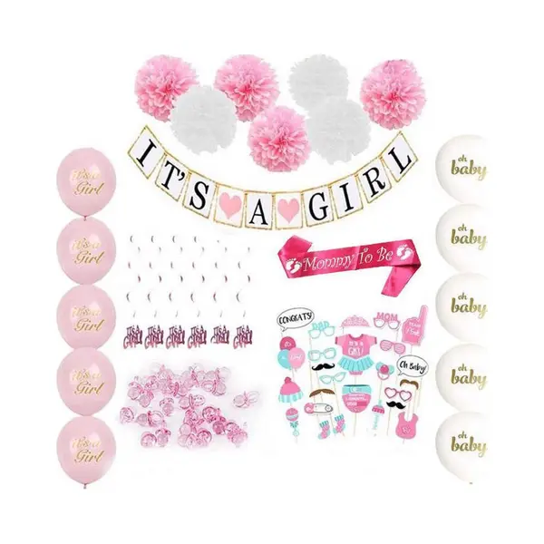 Joya Party® Babyshower Versiering Meisje | Baby Decoratie It's A Girl | Versier Pakket Roze | Ballonnen Sjerp Slinger | Geboorte thumbnail