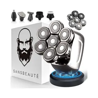 6-in-1 Scheerapparaat Mannen + Extra Scheerkop – Trimmer - Tondeuse - Sansbeauté® Skull Sharp Pro - Nat & Droog - Face En Head Shaver – Hoofd