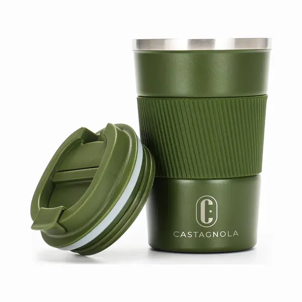 C Castagnola Castagnola Design Edelstahl Kaffeebecher To Go - 380ml - Thermobecher - Teebecher (Grün) thumbnail