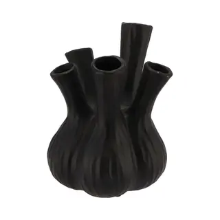Dk Design Bloemenvaas Aglio - Vaas Voor Tulpen - Zwart - 20 X 25 Cm - Toetervaas