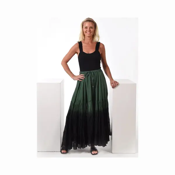 Donne Del Sole - Rok Lola - Zwart/Groen - Strandrok - Maxirok thumbnail