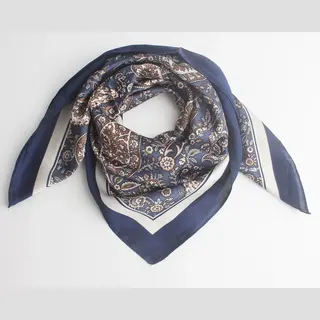Kara Scarf- Dames- Bandana's- Halsdoek- Sjaaltje- Viscose Zijde- 70x70cm- Paisley Print- Blauw