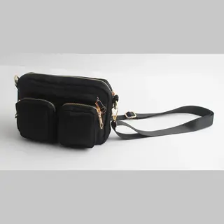 Valentina Crossbody Tas - Zwart/Goud - Dames Schoudertas Klein Model - 5 Rits Vakken - Stijlvol En Functioneel - Accessories Junkie Amsterdam