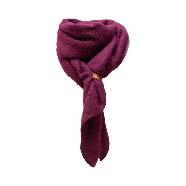 Elvine Wool Scarf- Accessories Junkie Amsterdam- Puntige Lange Warme Dames Sjaal- Leertje- Uni- Luxe Cadeau-Winter- Omslagdoek- Donker Paars thumbnail