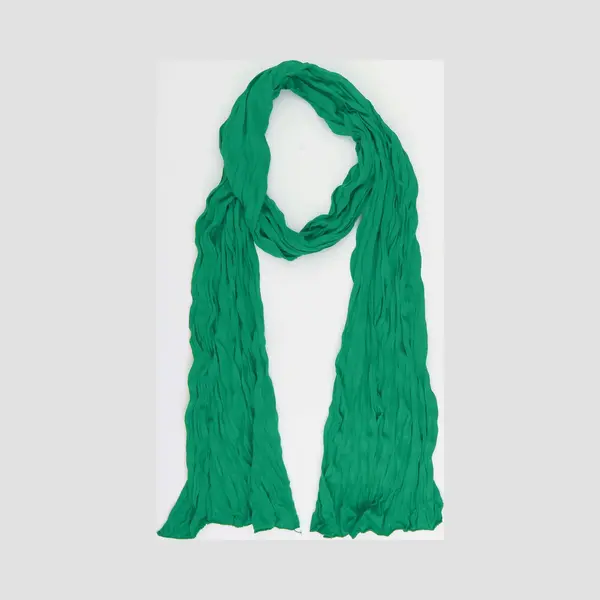 Accessories Junkie Amsterdam- Lang- Katoen- Effen- Dames- Sjaaltje-Smalle- Zomer- Gekreukeld- Shawl- Kado- Emerald Groen thumbnail