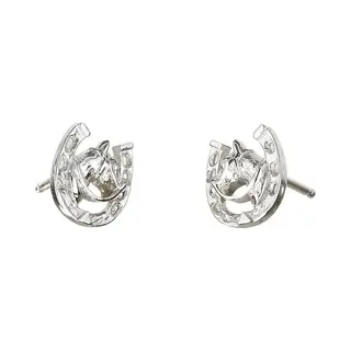 Traveller Oorbellen - Meisje - Hoefijzer & Paard - Zilver 925 - 7 X 9 Mm - Almar - 545247