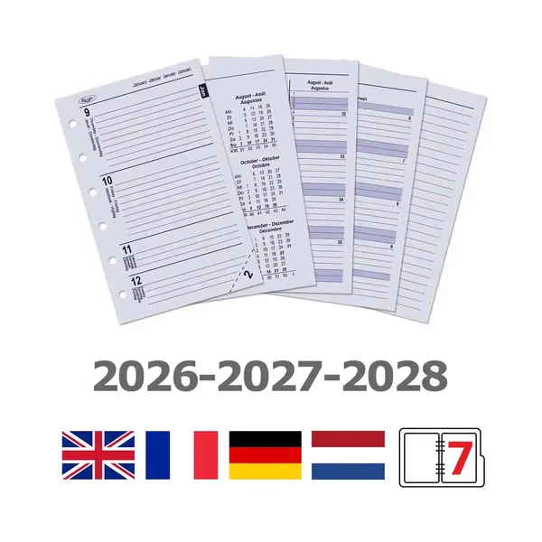 Kalpa 6236-26-27-28 125 X 80 Mm Pocket Agenda Organizer Inzetstukken 1 Week Per 2 Paginas En De Fr 2026 2027 2028 thumbnail