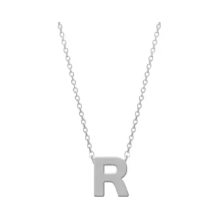 CO88 Collection Alphabet 8CN 11017 Stalen Collier Met Hanger - Letter R 9 Mm - Lengte 42+5 Cm - Zilverkleurig