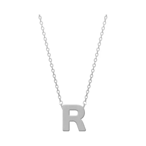 CO88 Collection Alphabet 8CN 11017 Stalen Collier Met Hanger - Letter R 9 Mm - Lengte 42+5 Cm - Zilverkleurig thumbnail