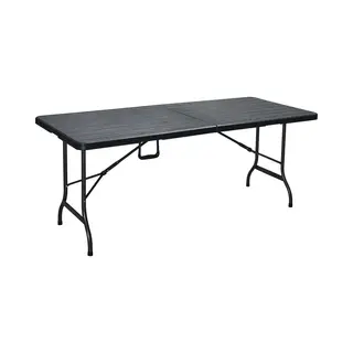 Erro Vouwtafel - Campingtafel - Inklapbare Tafel - Plooitafel - Klaptafel Met Houtlook - 180x74cm - Zwart
