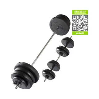 VirtuFit Verstelbare Halterset + Dumbbellset – 60, 5 Kg – 30 Mm – Inclusief Halterstang, Dumbbellstangen & Sluiters – Zwart – Voor