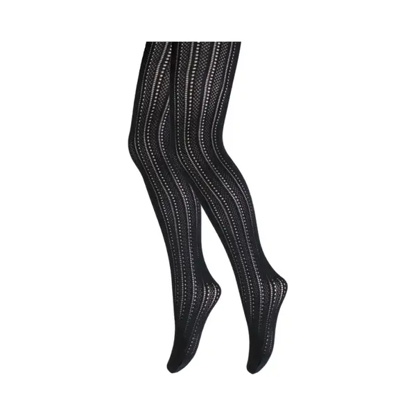Panty - Meisjes - Ajour - Zwart - Maat 98/104 thumbnail