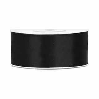 Partydeco Cadeaulint - Zwart - 2, 5 Cm X 25 Meter - Satijn - Sierlint - Inpakken - Decoratie
