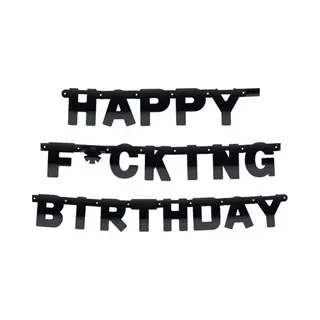Witbaard Happy Fucking Birthday Letterslinger - 220 Cm - Karton - Verjaardag Versiering - Zwart