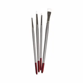 Rayher hobby materialen Rayher Hobby Textielverf Penselen/kwasten - Set 4x Stuks - Diverse Diktes - Platte En Ronde Koppen - Knutselen/schilderen