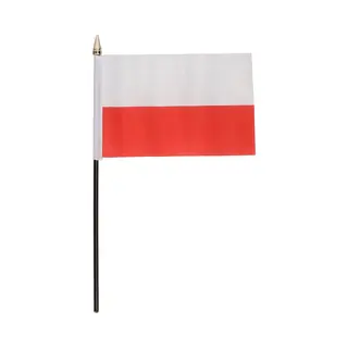 Polen - Mini Vlaggetje Van 10 X 15 Cm Op Stokje - Landen Vlag - H27 Cm - Polyester