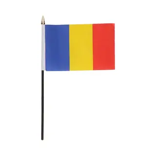 Roemenie - Mini Vlaggetje Van 10 X 15 Cm Op Stokje - Landen Vlag - H27 Cm - Polyester