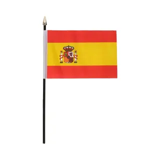 Spanje - Mini Vlaggetje Van 10 X 15 Cm Op Stokje - Landen Vlag - H27 Cm - Polyester