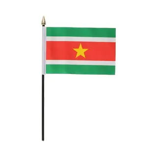 Suriname Mini Vlaggetje Op Stokje - Landen Vlag Voor Binnen En Buiten - 10x15 Cm