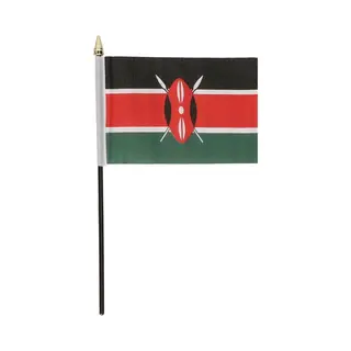 Kenia Mini Vlaggetje - Landen Vlag Van Polyester Op Stokje - 10 X 15 Cm