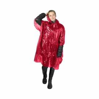 Wegwerp Regenponcho - Rood - Voor Volwassenen - Met Capuchon - Budget Line - Noodponcho
