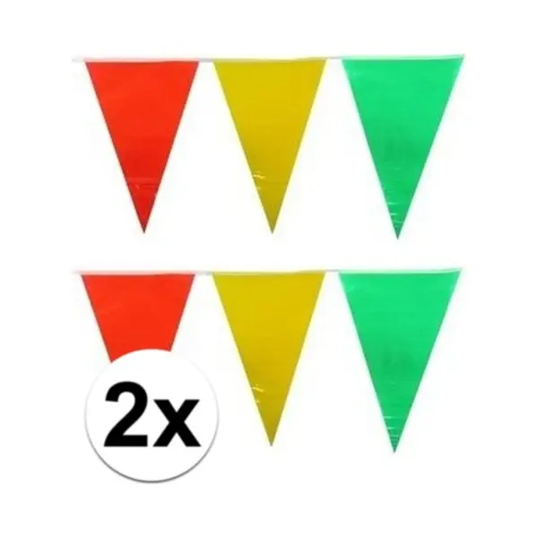 Decoratie Slingers Vlaggenlijn - 2x - Geel/rood/groen - 10 Meter - Carnaval Slinger - Limburg/maastricht - Versiering thumbnail