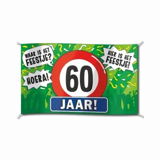 Vlag 60 Jaar - Feestversiering Voor Verjaardag - 100 X 150 Cm - Polyester