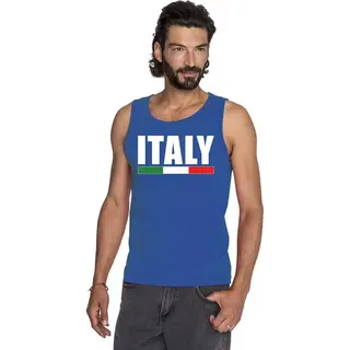 Bellatio Decorations Blauw Italy Supporter Mouwloos Shirt Heren - Italie Singlet Shirt/ Tanktop Xl