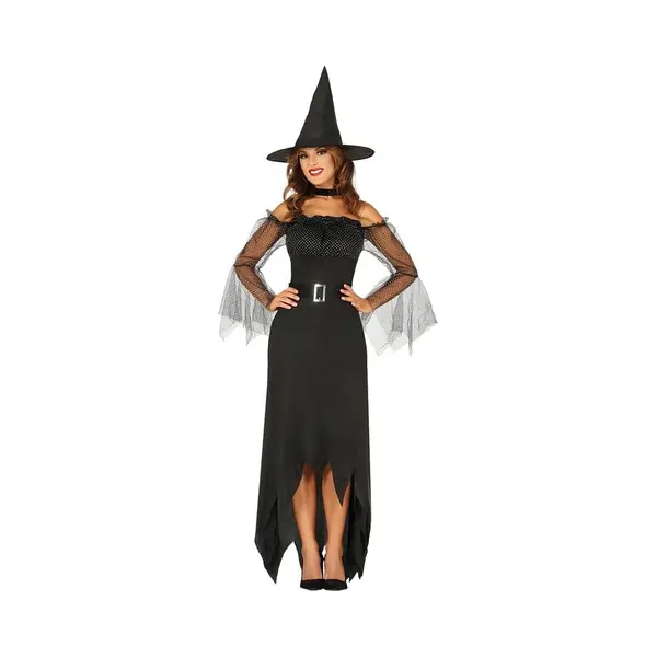 Heksen Verkleed Kostuum - Zwart - Jurk Voor Dames - Halloween/Carnaval Xl/Xxl thumbnail