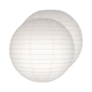 2x Stuks Luxe Bol Lampionnen Wit 25 Cm