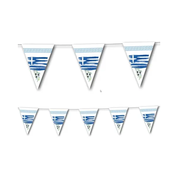 Griekenland Vlaggenlijnen/slingers - 3, 5 Meter - Van Papier - Griekse Feest Vlaggetjes thumbnail