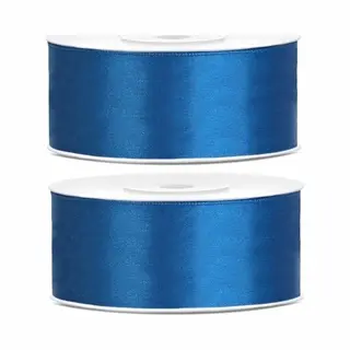 Sierlint Satijn - 2x - Blauw - 2.5 Cm/25 Mm X 25 Meter - Cadeaulint Satijnlint - Hobby/knutselen - Decoratie - Inpakken
