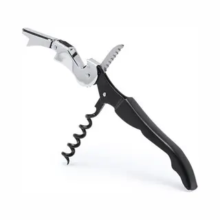 Kurkentrekker 3-in-1 - 1x - Rvs Metaal - Zwart/zilver - 12 Cm - Wijnflessen