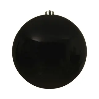 Decoris Kerstbal - Zwart - Groot - 20 Cm - Kunststof - Glans - Kerstversiering
